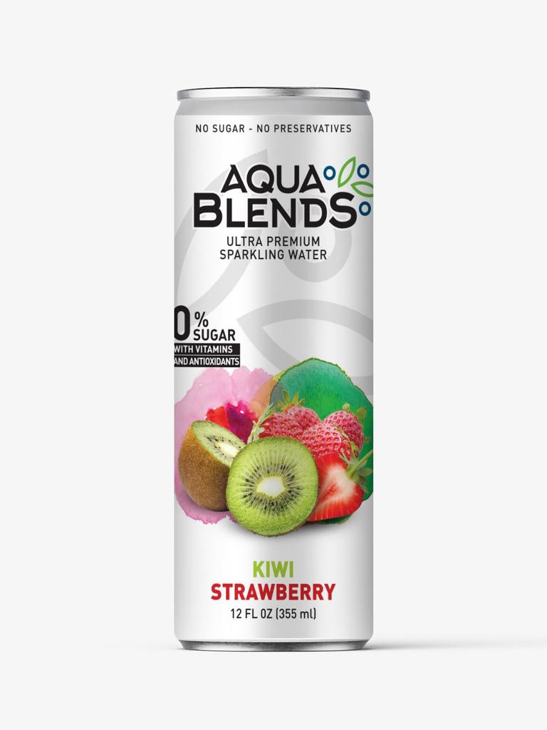 AQUA BLENDS Ultra Premium Sparkling Water Strawberry/Kiwi Flavor 12 pack